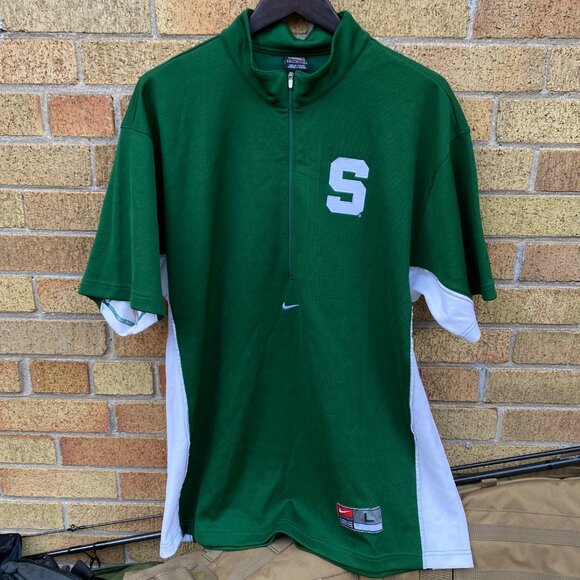 Vintage Nike Center Swoosh Michigan State Jersey T Shirt Green Large - Picture 2 of 16